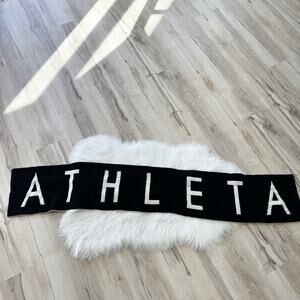 Athleta black and white wool blend daily knit Spell Out Scarf